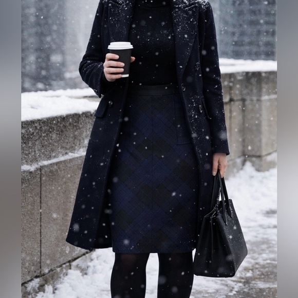 Diane von Furstenberg Quilted Wool Plaid Skirt Size 12 - Picture 11 of 11